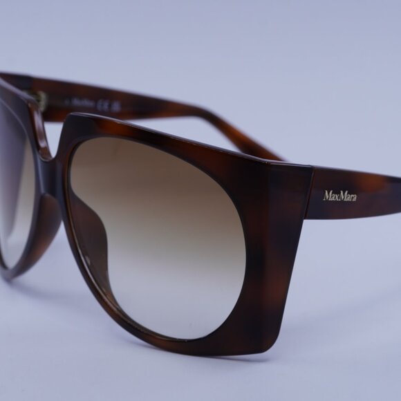 MaxMara ANNE MM0023 52F Sunglasses Havana Geometric Frame, Brown Lenses - Picture 2 of 12